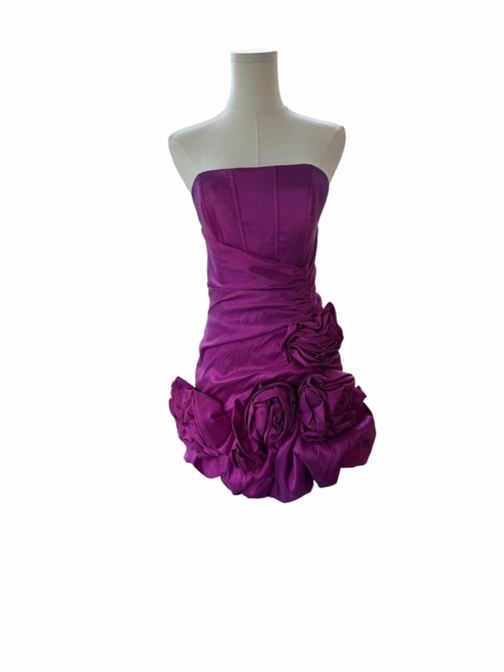 Jessica McClintock Purple Strapless Rosette Cocktail, Graduation Dress 10